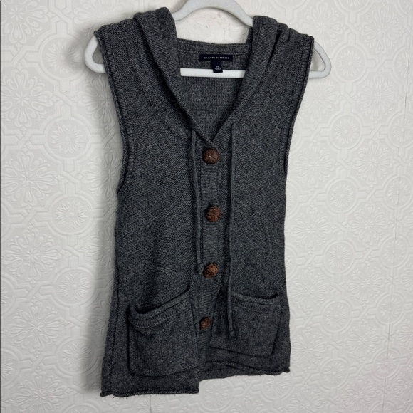 Banana Republic Jackets & Blazers - Banana Republic Sleeveless Vest Wool Blend Hooded Sweater XS Gray Button‎ Front
